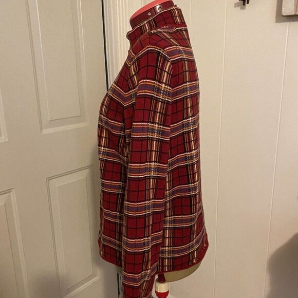 Christopher & Banks Plaid Zip Up 100% Cotton Jacket Women Size L - Picture 4 of 8